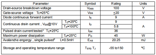 9A 100V場效應管,KNX4810A參數(shù)