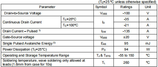 電機(jī)驅(qū)動mos管,KIA35P10AD